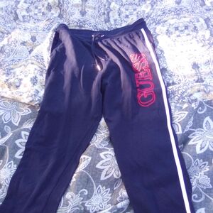 Guess Black Sweatpants with Red Logo